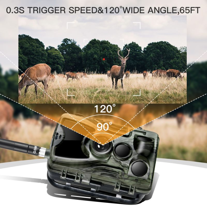 Telecamera da Caccia Mobile HC801M 20MP 1080P Visione Notturna Trail Wildlife Camera 2G MMS SMS Perfecta per Osservazione della Natura Infrarosso Game Camera 42 LED