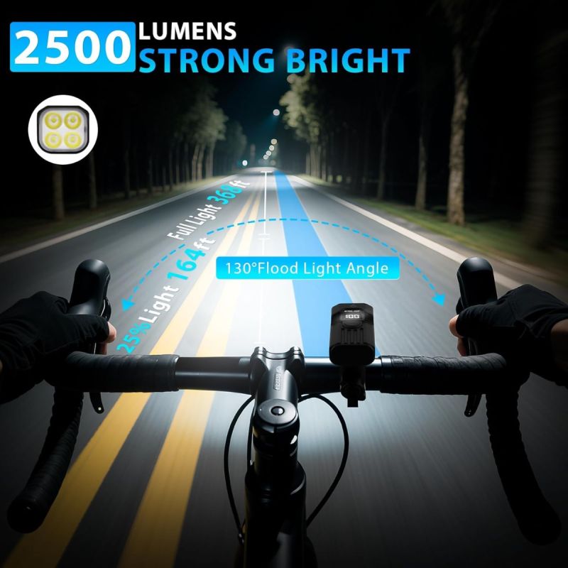 Luce Anteriore Bici LED 1200LM Ricaricabile USB-C | Faro MTB Strada per Sicurezza Ciclismo