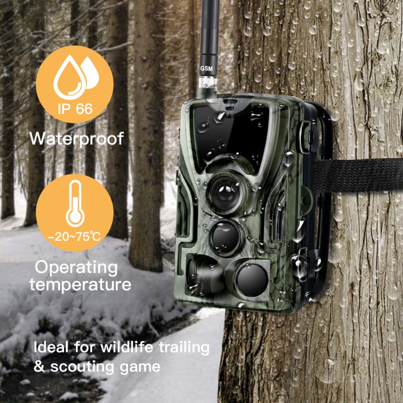 Telecamera da Caccia Mobile HC801M 20MP 1080P Visione Notturna Trail Wildlife Camera 2G MMS SMS Perfecta per Osservazione della Natura Infrarosso Game Camera 42 LED
