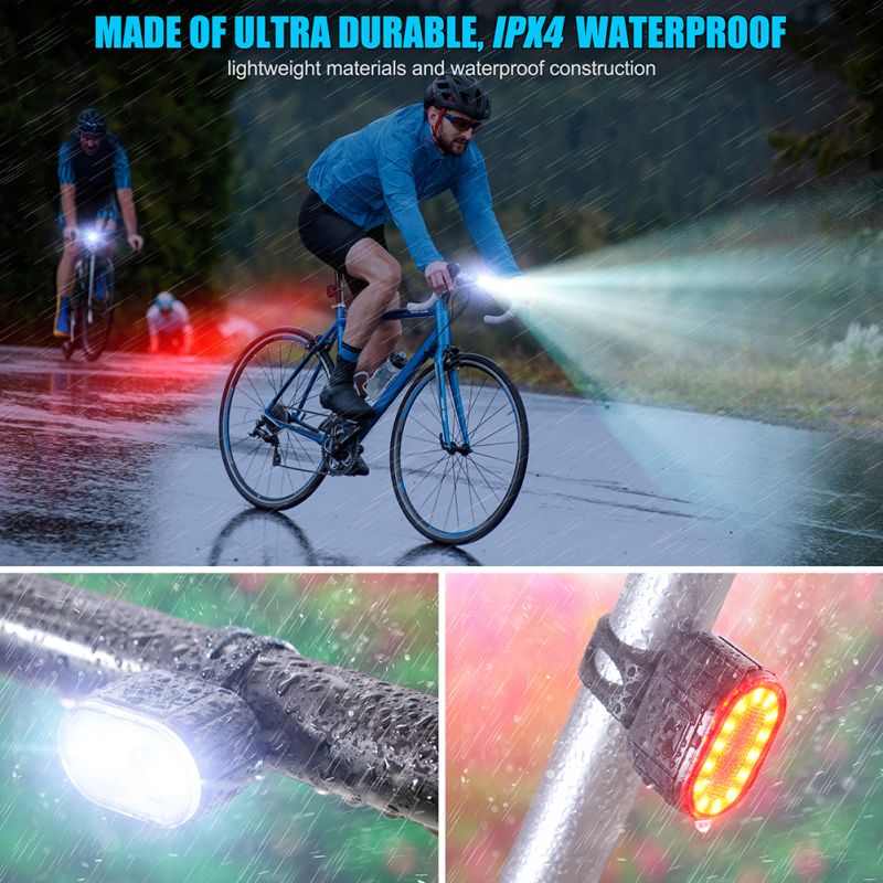 Luci Bici Ricaricabili USB Impermeabili con Luce Anteriore Bianca e Posteriore Rossa Sicurezza Ciclistica per Ciclismo Urbano e Percorsi Naturali con Modalità di Illuminazione Multiple