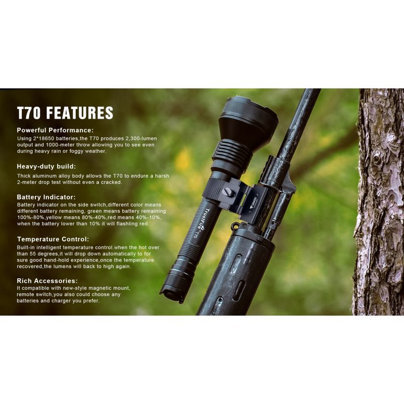 TrustFire T70 Kit XHP35 HI 2300 lumen torcia LED ricaricabile lunga distanza ideale per escursionismo e caccia alta potenza torcia portatile per sicurezza all'aperto nuova torcia