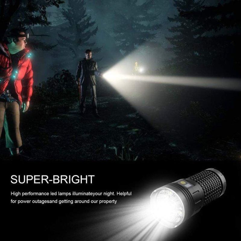 SKY RAY Torcia LED 15000 Lumen Ricaricabile USB Type-C Robusta e Versatile con Display Digitale Ideale per Campeggio Emergenze Navigazione Sicura Alta Luminosità