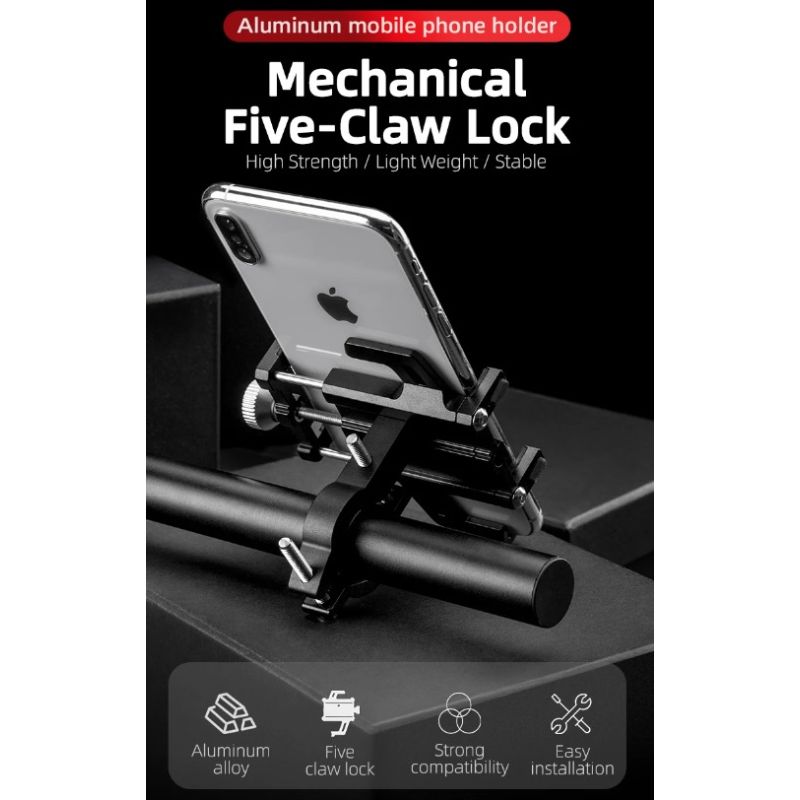 Scopri il ROCKBROS Supporto Telefono Moto Bicicletta Elettrica Design Innovativo Lega di Alluminio CNC con Cinque Artigli e Nastro Antiscivolo Sicuro Stabile Versatile Accessori Bici