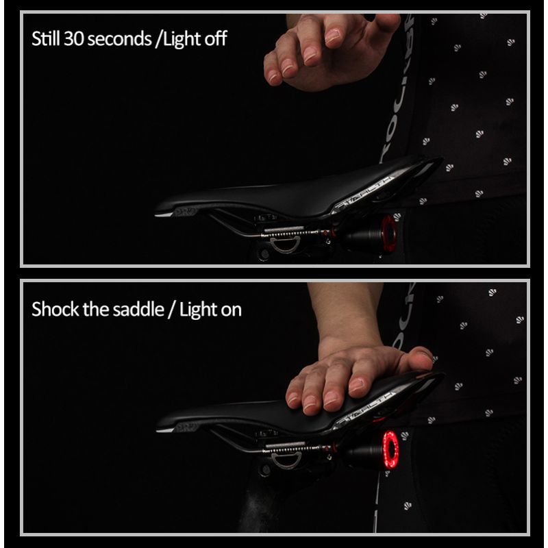 ROCKBROS Q5 Fanale Posteriore Bici Luce Frenata Automatica Impermeabile IPx6 Tecnologia Intelligente Sensore Smart Sicurezza in Bicicletta Visibilità per Ciclisti Ciclismo Urbano e All'aperto