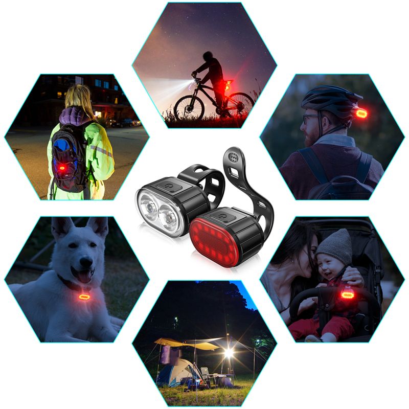 Luci Bici Ricaricabili USB Impermeabili con Luce Anteriore Bianca e Posteriore Rossa Sicurezza Ciclistica per Ciclismo Urbano e Percorsi Naturali con Modalità di Illuminazione Multiple