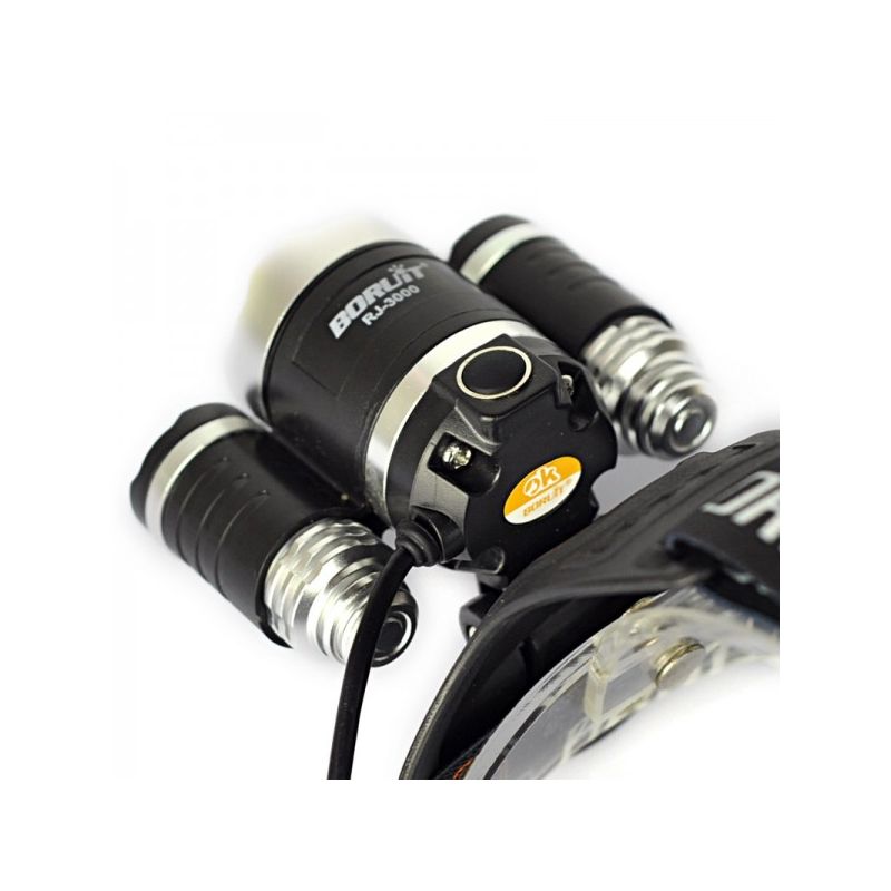 Boruit RJ-3000 lampada frontale LED con 1000 lumen modalità luce multiple faro impermeabile per illuminazione outdoor escursionismo e campeggio attrezzatura avventura nuova condizione