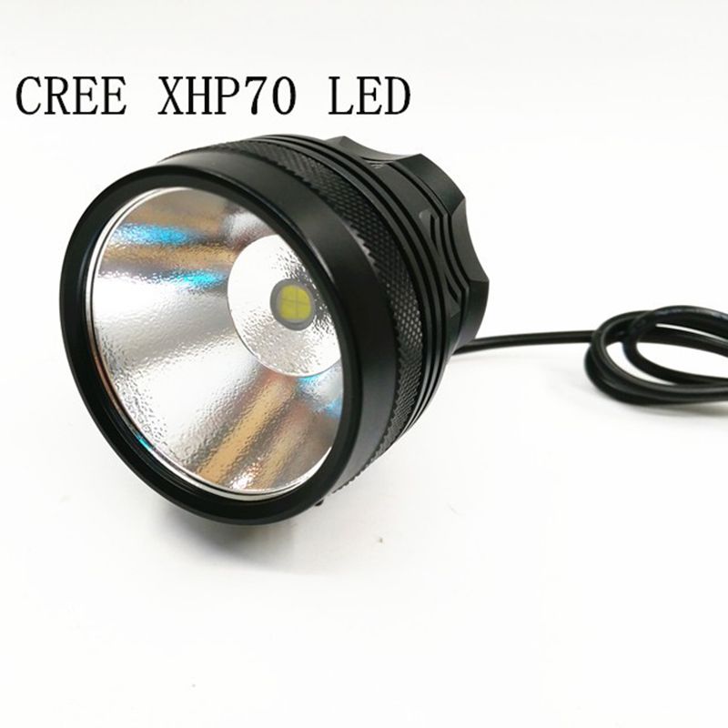 Faro LED Bicicletta XHP70 3500 Lumen Alta Luminosità Include Batteria Caricabatterie Perfetto per Ciclismo Notturno e Escursioni Fascia Regolabile Sicurezza in Bicicletta