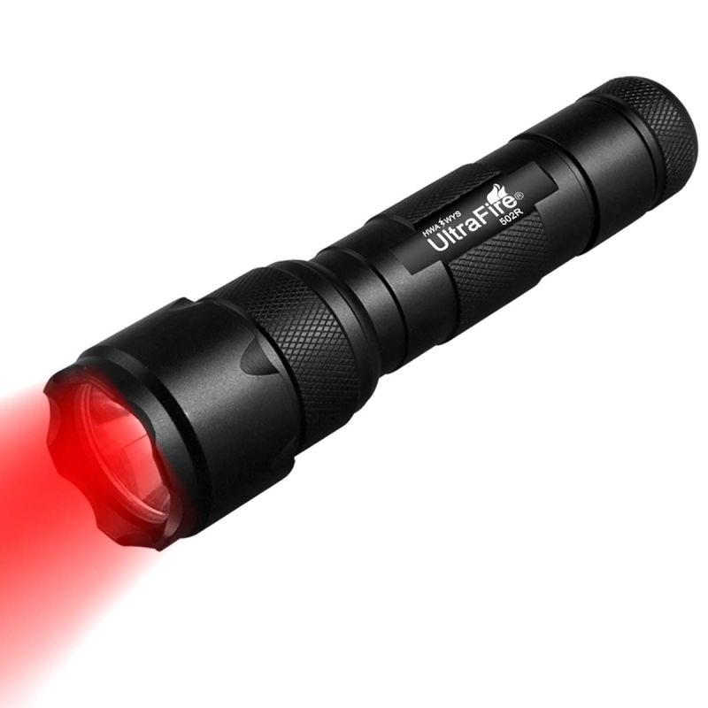 UltraFire WF-502B.2 Torcia LED Luce Rossa Zoomabile Compatta Potente Resistente Impermeabile IPX65 per Escursioni Notturne Caccia Astronomia Osservazione Faunistica Pesca