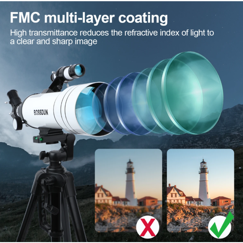 Telescopio Astronomico Professionale Bossdun 333X per Bambini Scoprire l'Universo Ingrandimento 333X Osservazione della Luna e delle Stelle Costruzione in Metallo Resistente