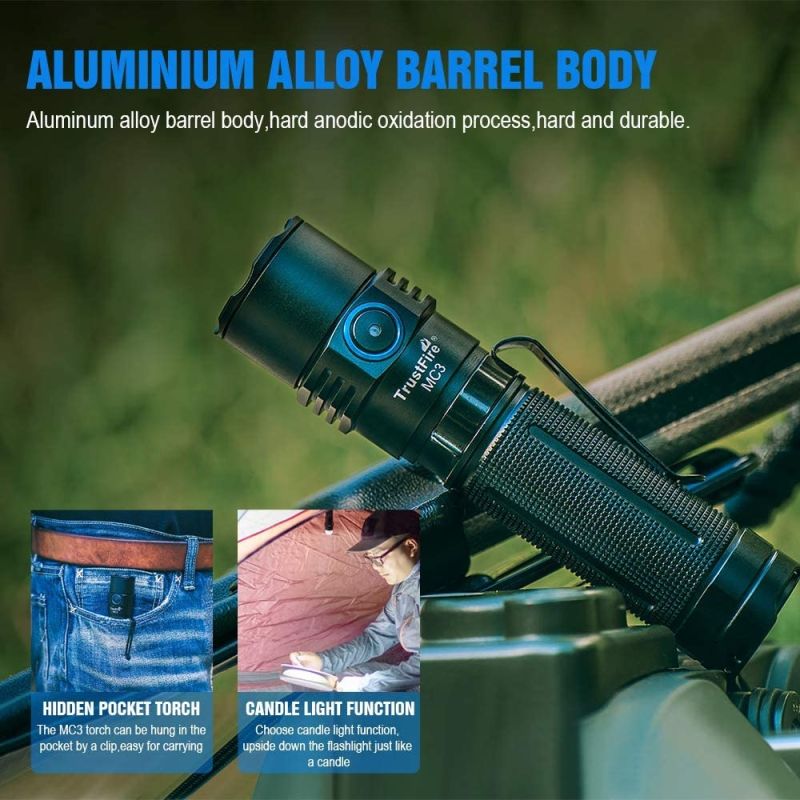 TrustFire MC3 XHP50 Torcia Elettrica LED 2500 Lumen Compatibile per Outdoor con Ricarica Magnetica USB Impermeabile IP68 Resistente e Potente per Emergenze e Avventure
