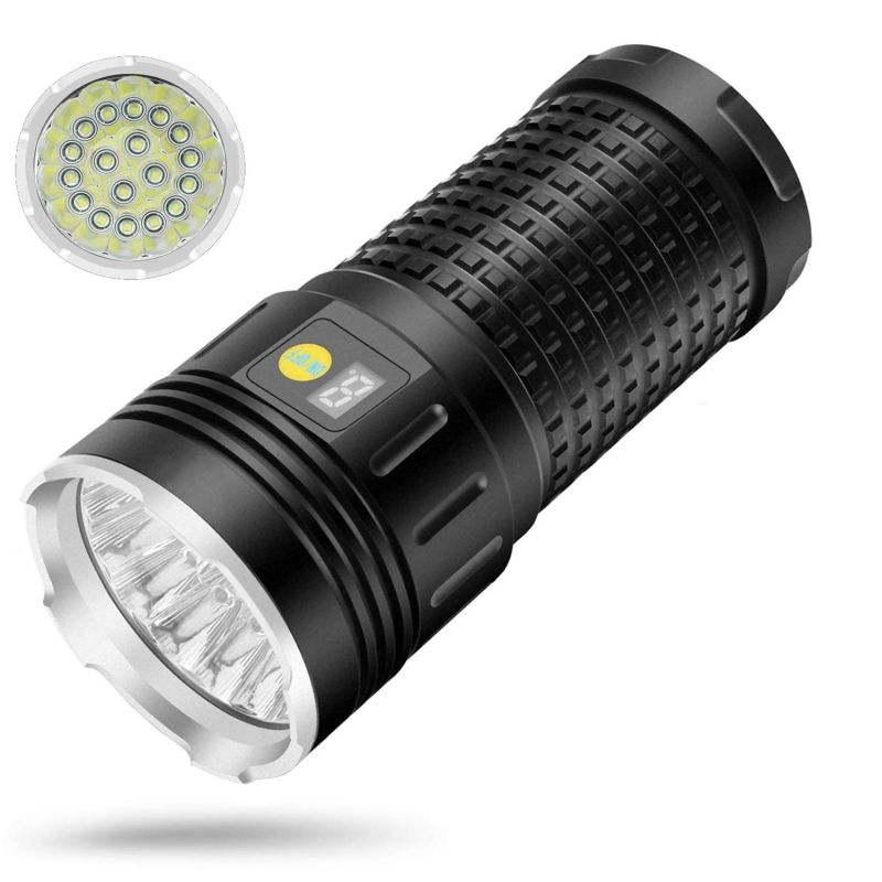 SKY RAY Torcia LED 15000 Lumen Ricaricabile USB Type-C Robusta e Versatile con Display Digitale Ideale per Campeggio Emergenze Navigazione Sicura Alta Luminosità