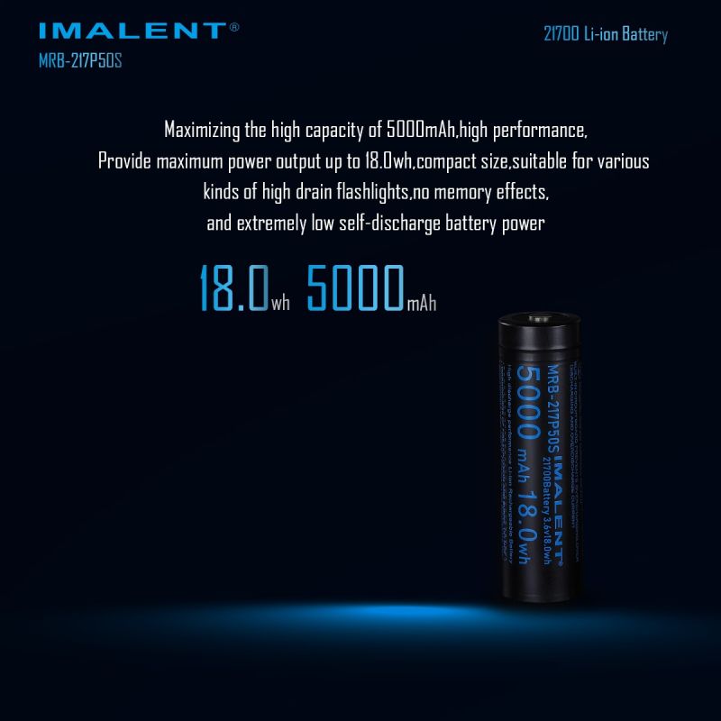 IMALENT MRB-217P50S Batteria Ricaricabile 21700 5000mAh: Lunga Durata per Torce LED!