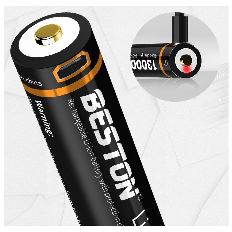 BESTON 18650 Batteria 3.7V 3500mAh al Litio Ricaricabile Micro USB Alta Capacità Elettronica e Attività all'Aperto Compatibilità Dispositivi Potenza Duratura Progetti Fai-da-Te