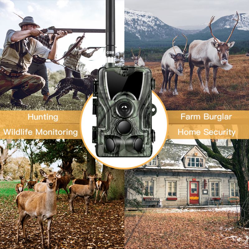 Telecamera da Caccia Mobile HC801M 20MP 1080P Visione Notturna Trail Wildlife Camera 2G MMS SMS Perfecta per Osservazione della Natura Infrarosso Game Camera 42 LED