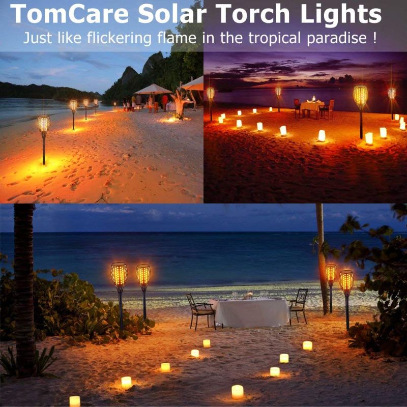 Luci Solari Aggiornate Flicking Flames effetto fiamma realistico torce impermeabili per illuminazione ecologica e decorazione paesaggistica vialetto e giardino