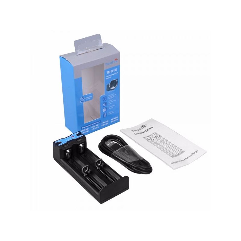 Caricabatterie TrustFire TR-016 Micro USB caricatore compatto con ricarica a tre stadi doppie slot e identificazione intelligente per batterie ricaricabili e prestazioni ottimali