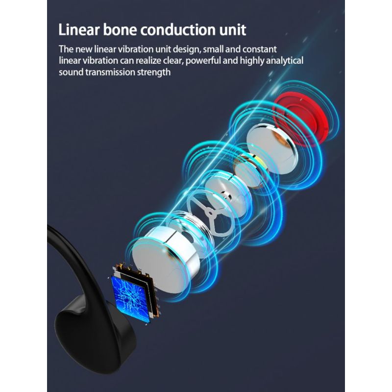 Auricolari nuoto conduzione ossea 16GB memoria impermeabile IP68 Bluetooth compatibile ideale per sportivi musica wireless ascolto sicuro e consapevolezza ambientale