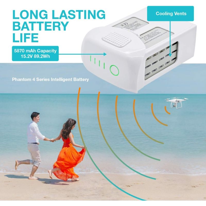 Scopri la Batteria DJI Phantom 4 15.2V 5870mAh LiPo alta capacità per volo affidabile accessori serie Phantom 4 e potenza ottimizzata ideali per fotografia aerea e droni FPV