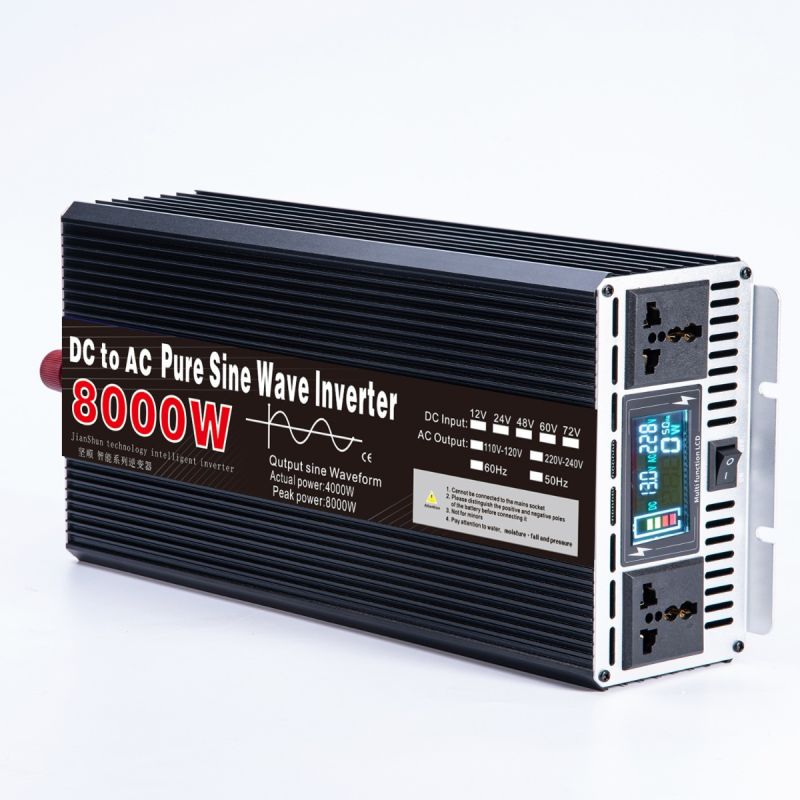 Scopri Inverter Pure Sine Wave 3000W a 8000W alta qualità AC per sistema energetico off-grid Compatibilità Tensione DC 12V 24V Ideale per camper apparecchiature sensibili design compatto