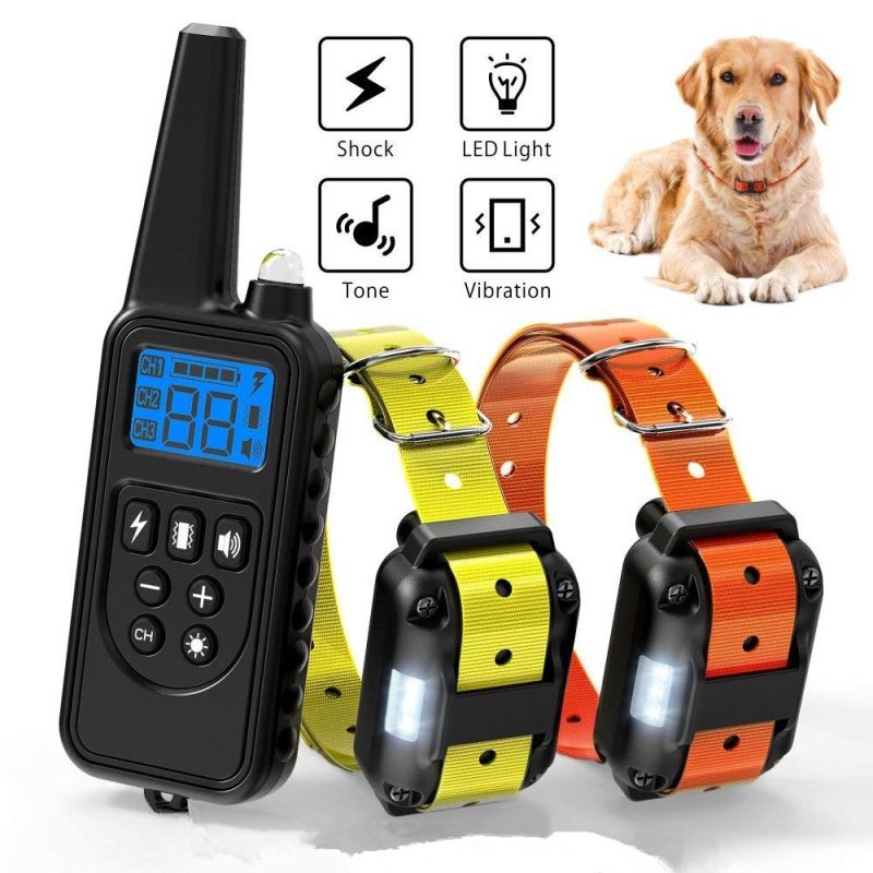 Collare di Addestramento Elettrico 800m con Telecomando per Animali Domestici Display LCD Impermeabile Ricaricabile Modalità Shock Vibrazione Suono Livelli Regolabili Per Cani Di Tutte Le Dimensioni