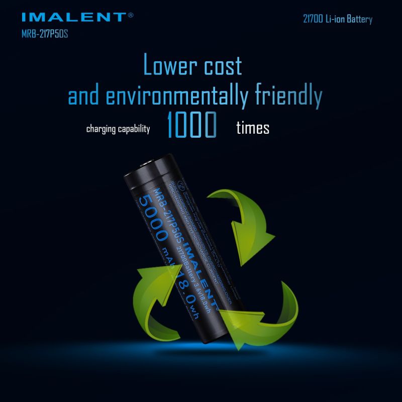IMALENT MRB-217P50S Batteria Ricaricabile 21700 5000mAh: Lunga Durata per Torce LED!