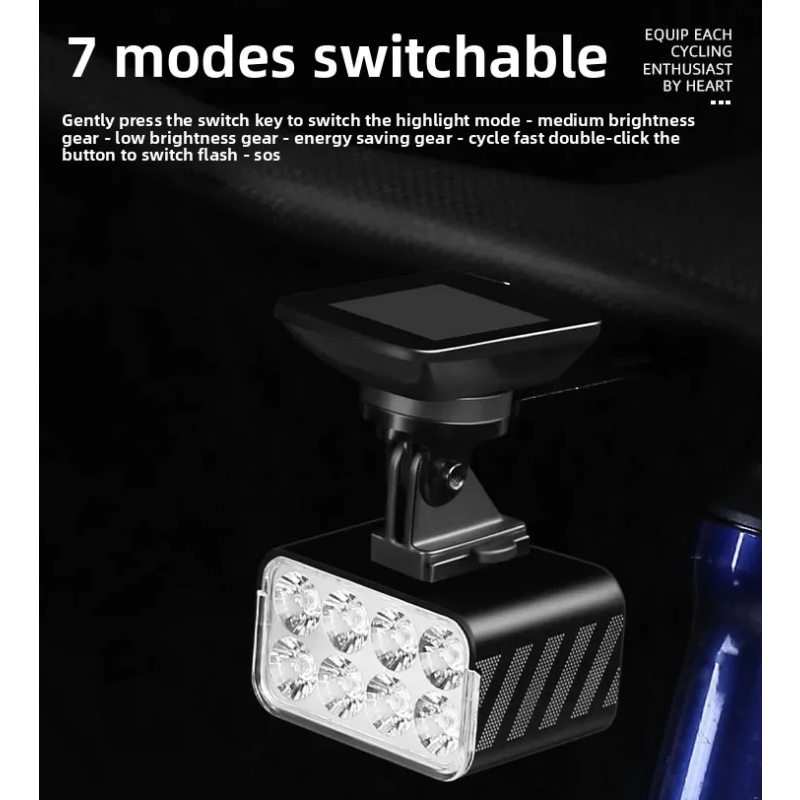 Faro Bici Anteriore 1800 Lumen, Telecomando Wireless, Regolazione Fascio Sollevabile per Sicurezza MTB.