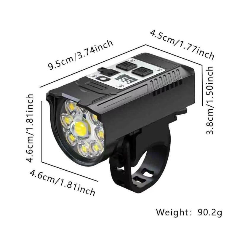 Faro Bicicletta 9 LED, Luce Anteriore Potente Ricaricabile Type-C Impermeabile per Sicurezza Ciclismo Notturno