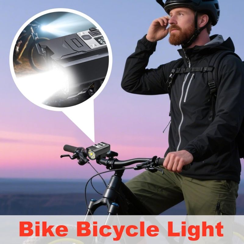 Faro Bicicletta 9 LED, Luce Anteriore Potente Ricaricabile Type-C Impermeabile per Sicurezza Ciclismo Notturno