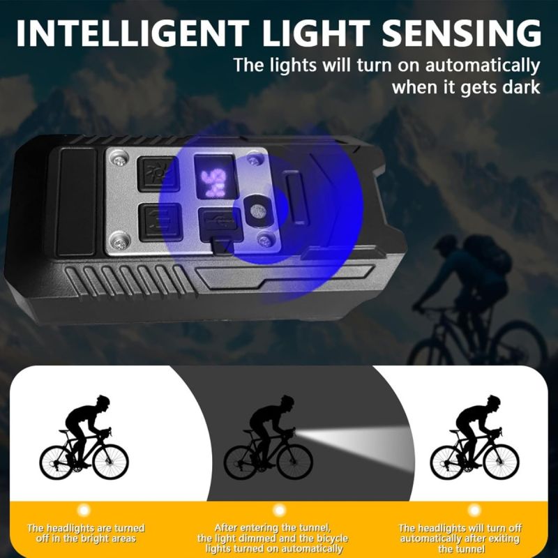 Faro Bicicletta 9 LED, Luce Anteriore Potente Ricaricabile Type-C Impermeabile per Sicurezza Ciclismo Notturno