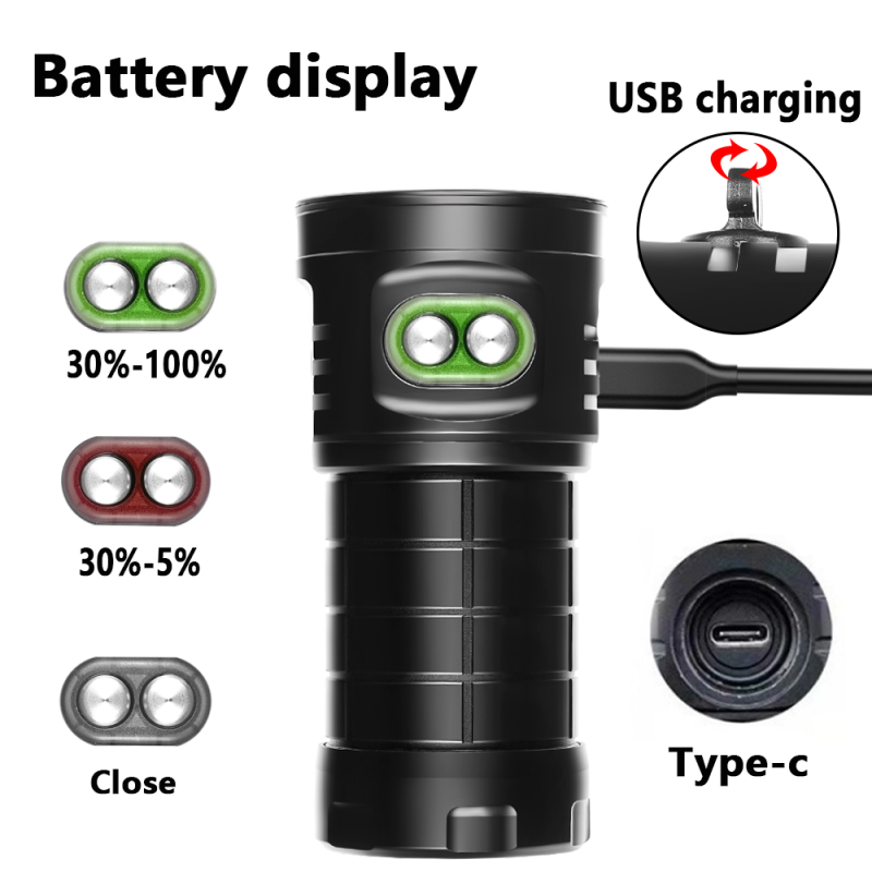 Torcia Subacquea C16 Lampada LED per Immersione 100M Impermeabile Illuminazione Multicolore con Ricarica Tipo-C Ideale per Fotografia Subacquea ed Avventure Marine