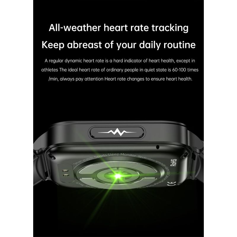 ET540 Smartwatch Fitness Tracker: Glicemia, ECG, Temperatura, Pressione, Ossigeno, Chiamata Bluetooth, Frequenza Cardiaca