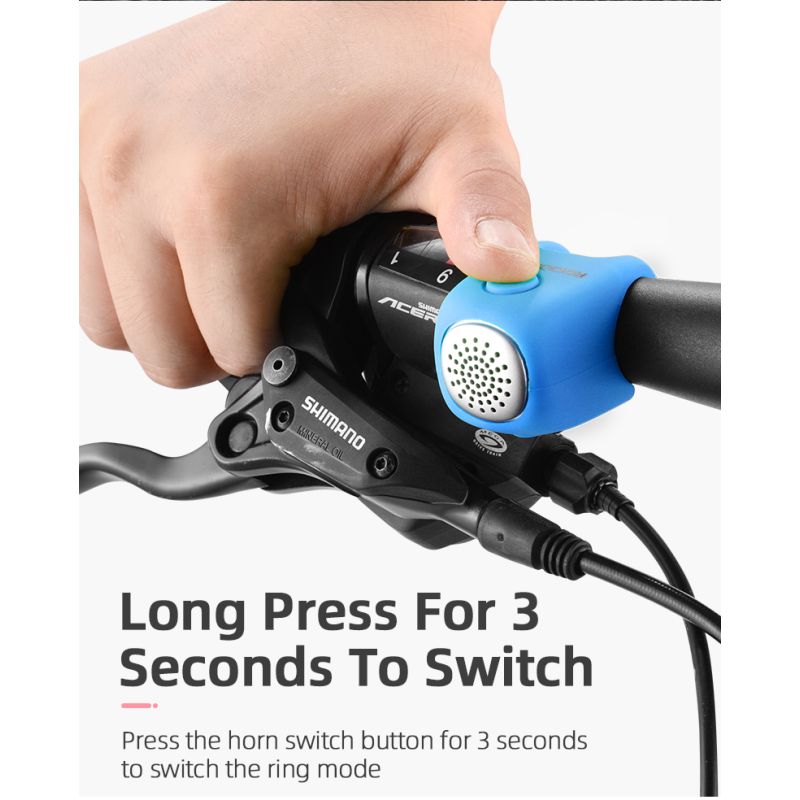 Campanello Elettrico Bicicletta ROCKBROS 110 dB Antipioggia con Modalità Suono Uniche Colori Vibranti Design Durevole ideale per MTB e Ciclismo Urbano Accessorio Essenziale Sicurezza