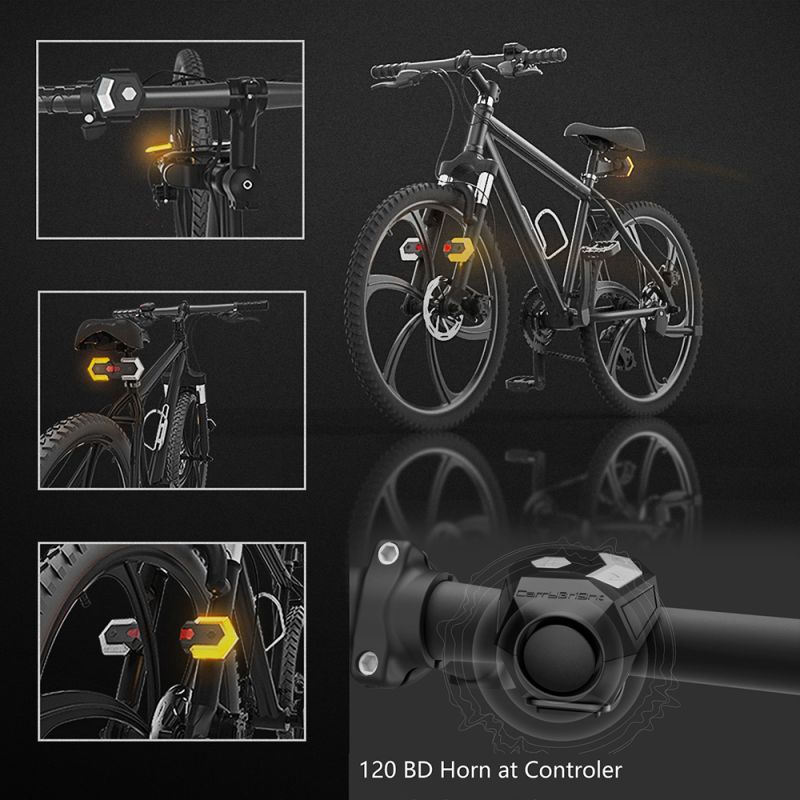 CarryBright CBX4 Indicatore di Direzione per Bici con Clacson Luce Bici Impermeabile Ricarica USB Telecomando Intelligente Sicurezza e Visibilità per Mountain e Bici da Strada