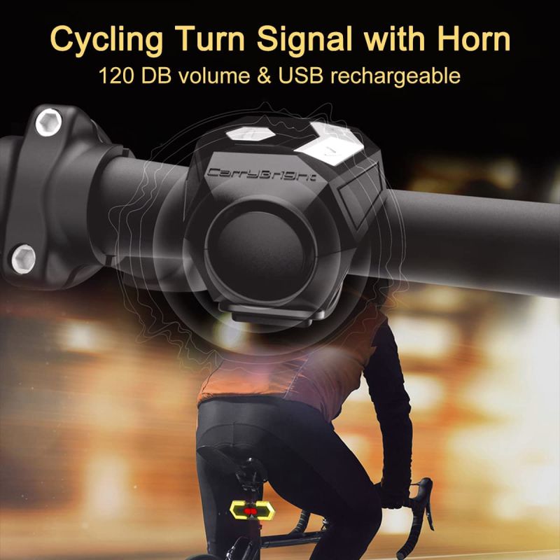 CarryBright CBX4 Indicatore di Direzione per Bici con Clacson Luce Bici Impermeabile Ricarica USB Telecomando Intelligente Sicurezza e Visibilità per Mountain e Bici da Strada