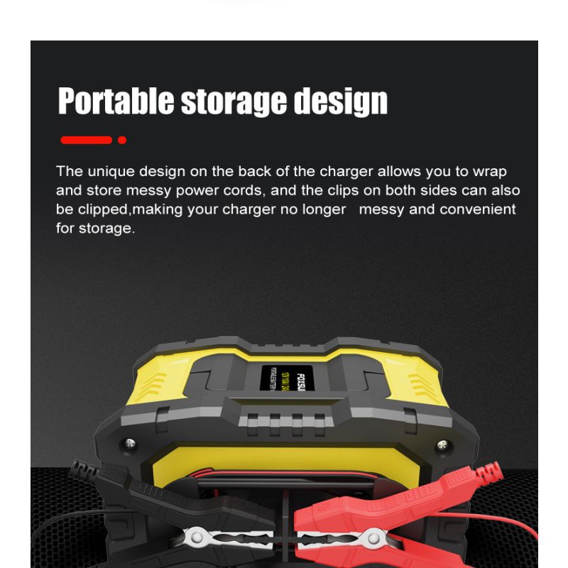 FOXSUR Caricabatteria portatile 12V 24V per auto moto camion compatibile AGM LiFePO4 e batterie al piombo carica automatica a 7 fasi per una salute ottimale delle batterie