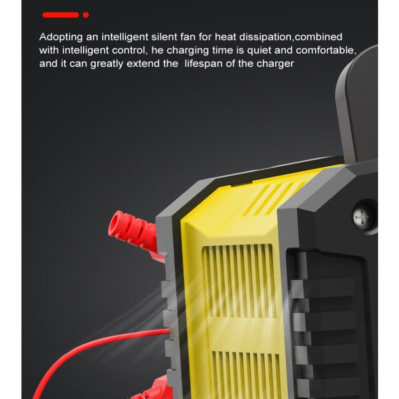 FOXSUR Caricabatteria portatile 12V 24V per auto moto camion compatibile AGM LiFePO4 e batterie al piombo carica automatica a 7 fasi per una salute ottimale delle batterie
