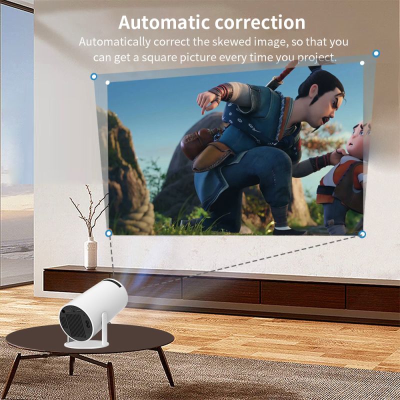 Proiettore HY300 Mini Proiettore Android 11 con WiFi 6 1280x720P Full HD Proiettore Portatile Intelligente per Home Theater Proiezioni LED Versatili e Adattabili per Serate al Cinema