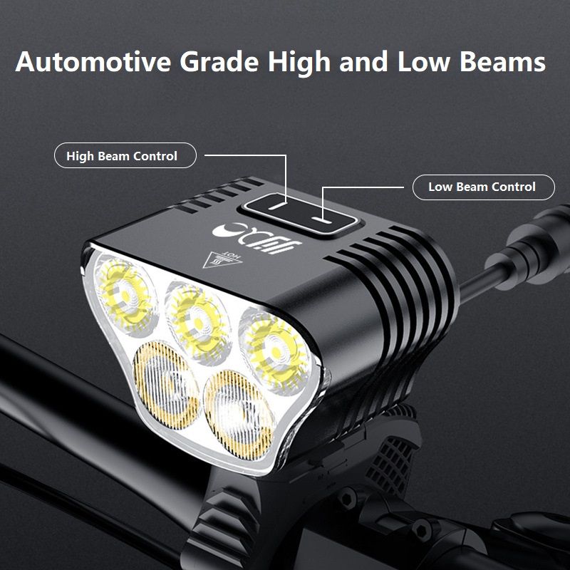 Luci per Mountain Bike Mangeleyes M5 5000 Lumen Faro MTB USB Ricaricabile Batteria 20000mAh per Sicurezza Ciclistica Notturna Avventure all'Aperto Accessori per Bicicletta