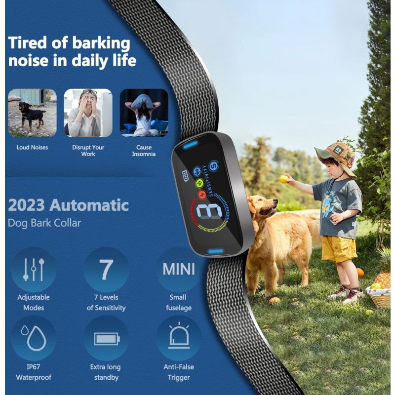 Collare Elettrico Intelligente Antiabbaio T012 con Tecnologia Ultrasuoni Soluzione Innovativa per Fermare Abbaiare Cani Benessere Canino e Controllo Abbaiamento Efficace