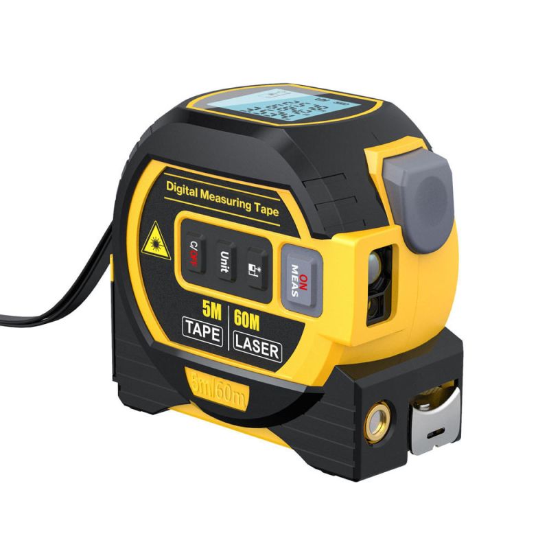 Telemetro laser 3 in 1 Display LCD retroilluminato Metro a nastro 5m Strumento multifunzionale per misurazioni precise in condizioni di scarsa luminosità e progetti fai-da-te
