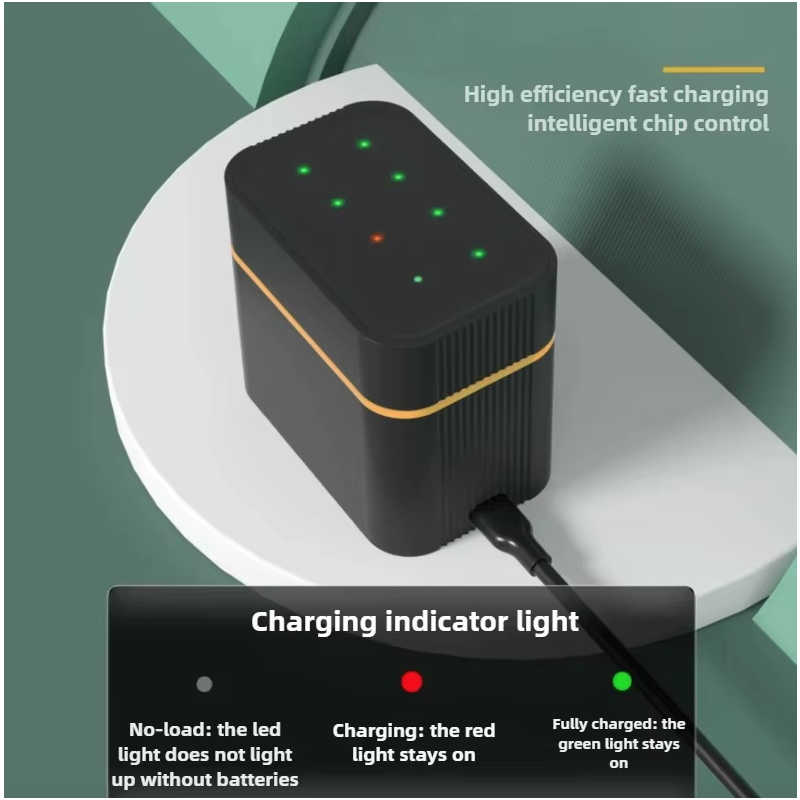 Batterie AA Ricaricabili Litio 1.5V 3000mWh (8 Pezzi) con Caricabatterie Incluso Xbox e Fotocamere, Lunga Durata