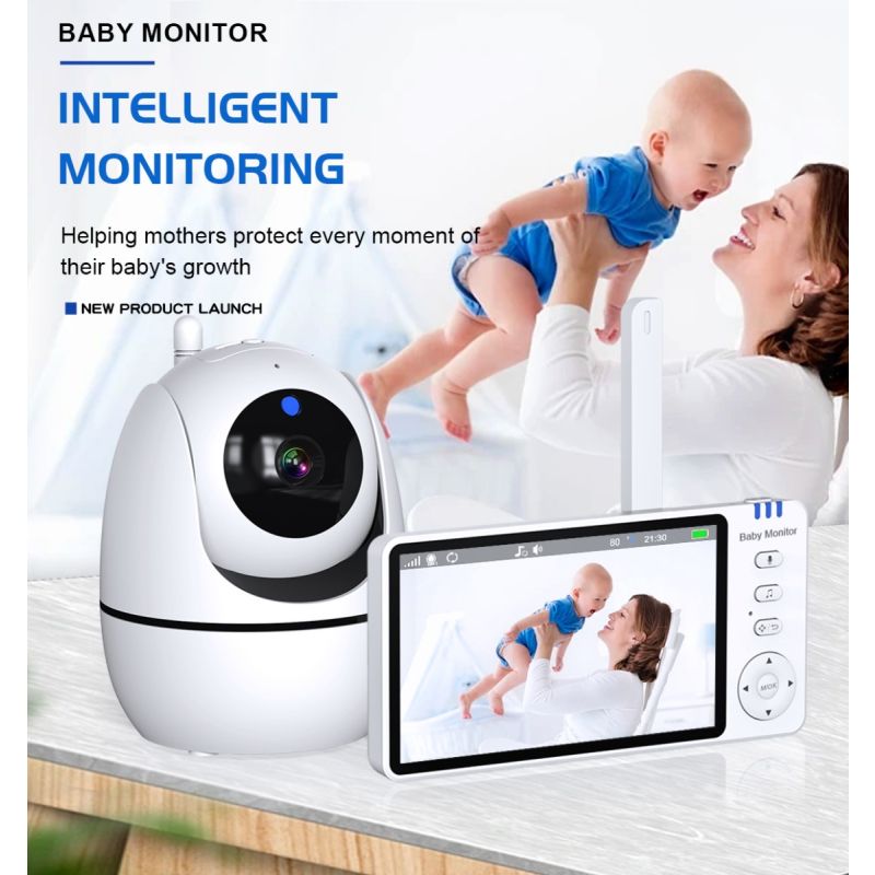 Video Baby Monitor ABM501 2.4G Wireless LCD 5.0 Pollici Audio Bidirezionale Visione Notturna Sicurezza della Famiglia Monitoraggio della Temperatura Tecnologia a Infrarossi