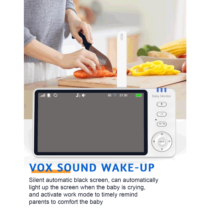 Video Baby Monitor ABM501 2.4G Wireless LCD 5.0 Pollici Audio Bidirezionale Visione Notturna Sicurezza della Famiglia Monitoraggio della Temperatura Tecnologia a Infrarossi