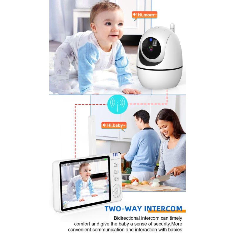 Video Baby Monitor ABM501 2.4G Wireless LCD 5.0 Pollici Audio Bidirezionale Visione Notturna Sicurezza della Famiglia Monitoraggio della Temperatura Tecnologia a Infrarossi