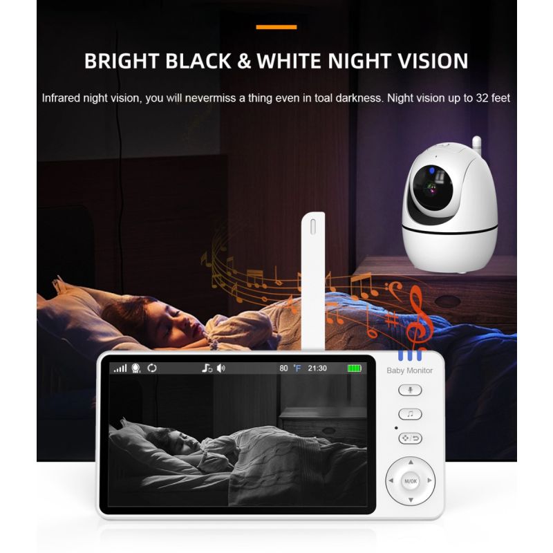 Video Baby Monitor ABM501 2.4G Wireless LCD 5.0 Pollici Audio Bidirezionale Visione Notturna Sicurezza della Famiglia Monitoraggio della Temperatura Tecnologia a Infrarossi