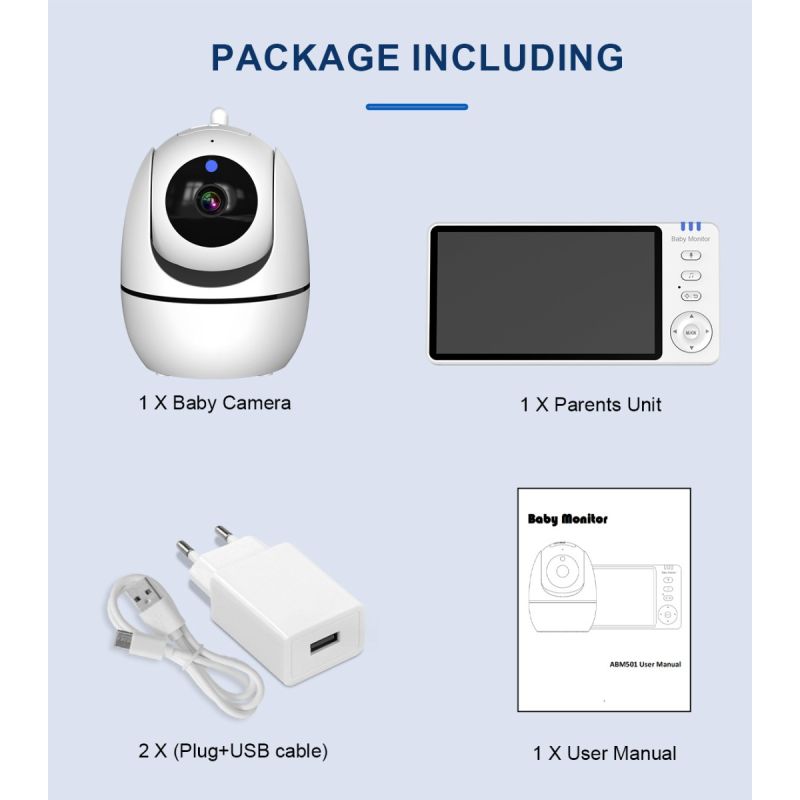 Video Baby Monitor ABM501 2.4G Wireless LCD 5.0 Pollici Audio Bidirezionale Visione Notturna Sicurezza della Famiglia Monitoraggio della Temperatura Tecnologia a Infrarossi