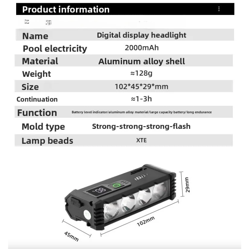 ACRUNU Luce Bici LED Ricaricabile USB - Faro Potente 4000 Lumen, 4 Modalità per Ciclismo Notturno Sicuro