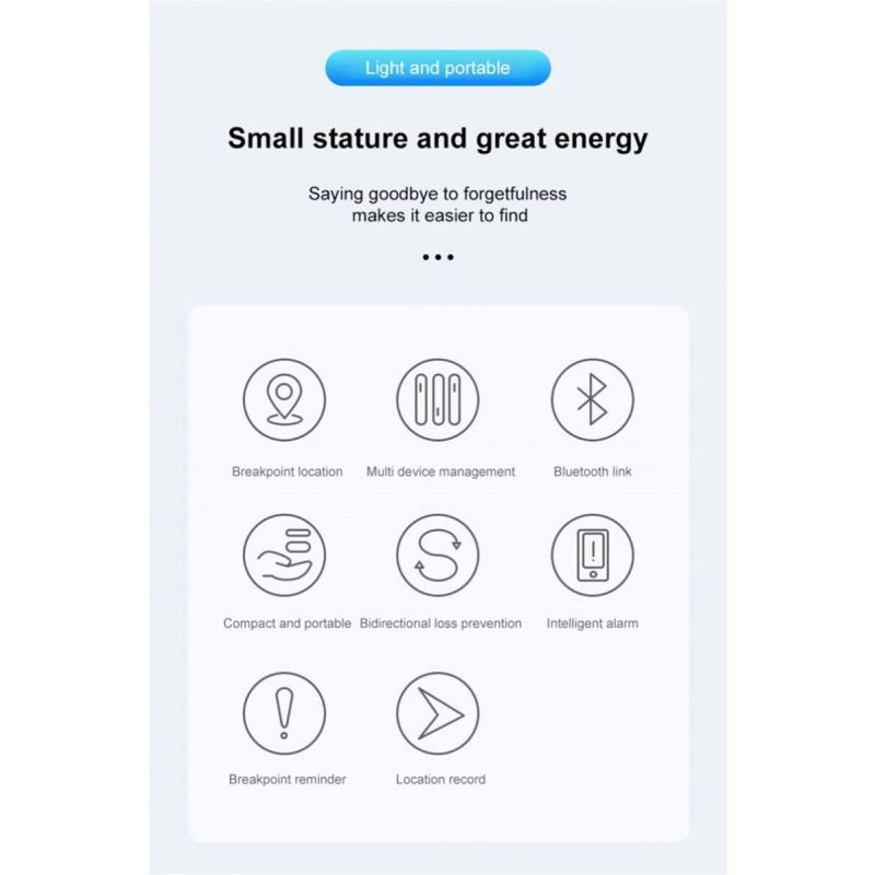 Mini GPS Tracker Bluetooth 4.0 Smart Locator Anti Smarrimento Design Compatto e Leggero Localizzazione in Tempo Reale Sicurezza Personale App iSearching Connettività Bluetooth