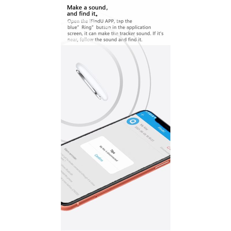 Mini GPS Tracker Bluetooth 4.0 Smart Locator Anti Smarrimento Design Compatto e Leggero Localizzazione in Tempo Reale Sicurezza Personale App iSearching Connettività Bluetooth