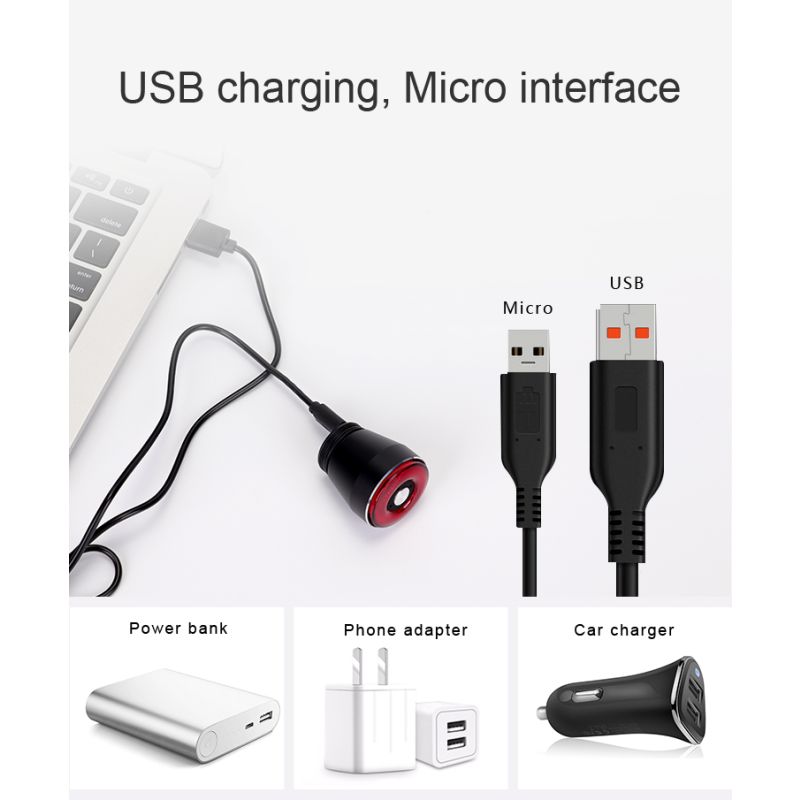 ANTUSI Q5 fanale posteriore smart per bici con avvio automatico impermeabile IPx6 modalità flash multiple per sicurezza e visibilità ottimali accessorio essenziale per ciclismo